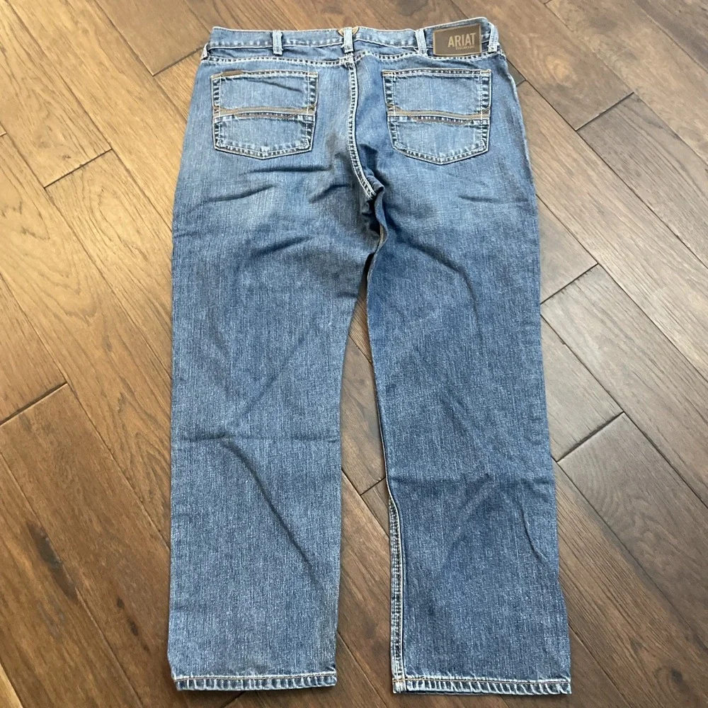 Ariat Rebar M4 Relaxed Bootcut Jeans Mens 38/30 Blue Denim Mid Rise Stretch